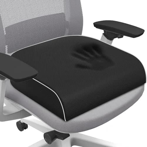 SweetSlubr Memory Foam Seat Cushion XL Black | Ergonomic Tailbone Pain Relief Pad thumbnail 1