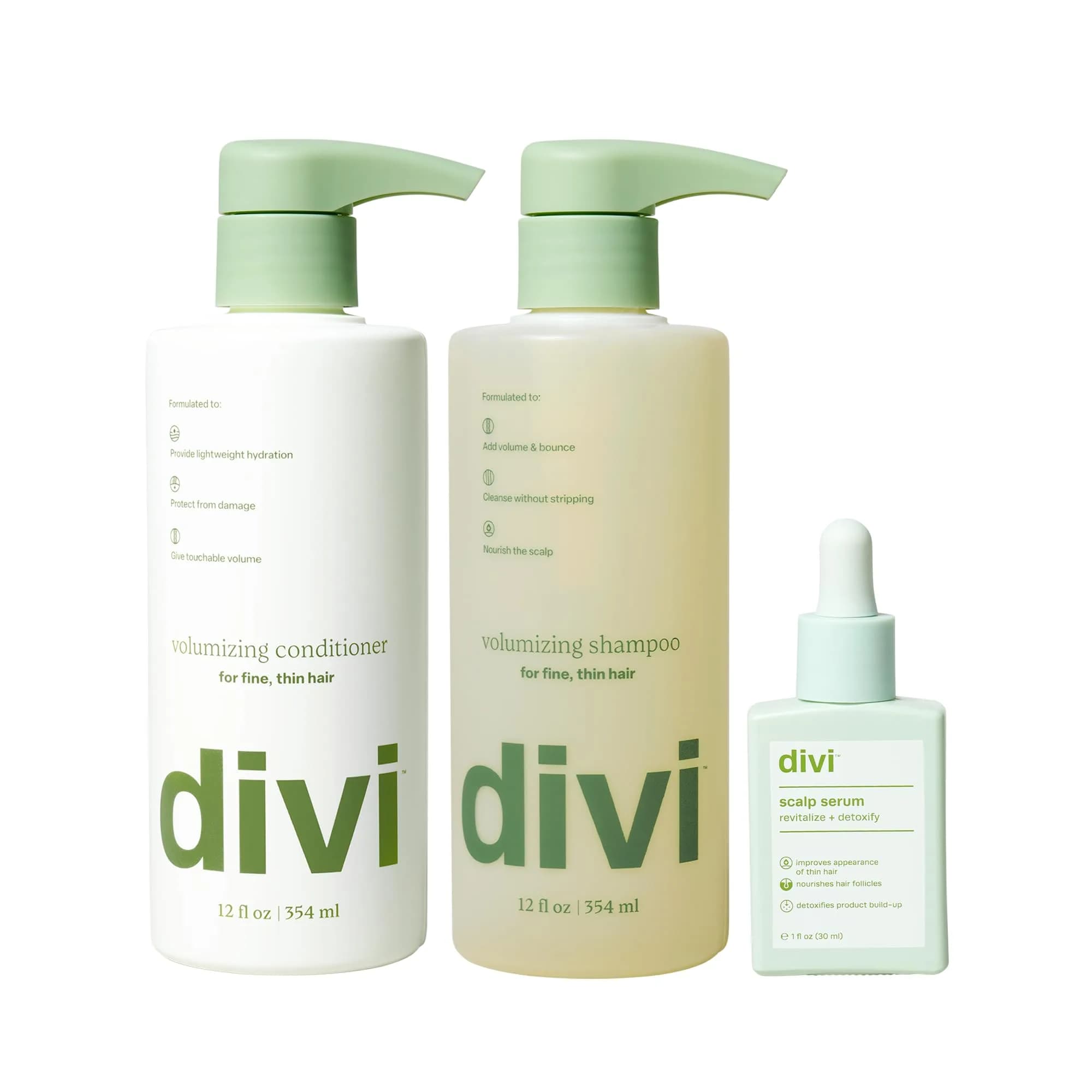 Divi Volumizing 3-pc Set | Fine, Thin Hair | Serum, Shampoo & Conditioner - main product image