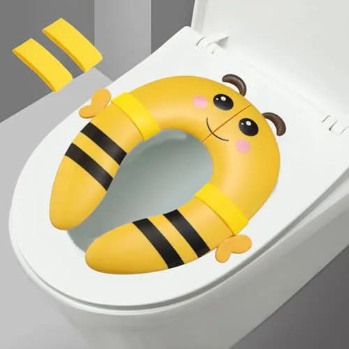 PandaEar Folding Travel Toilet Seat for Kids | Yellow Silicone Potty Training Seat with Non-Slip Pads (1 Unit) thumbnail 1