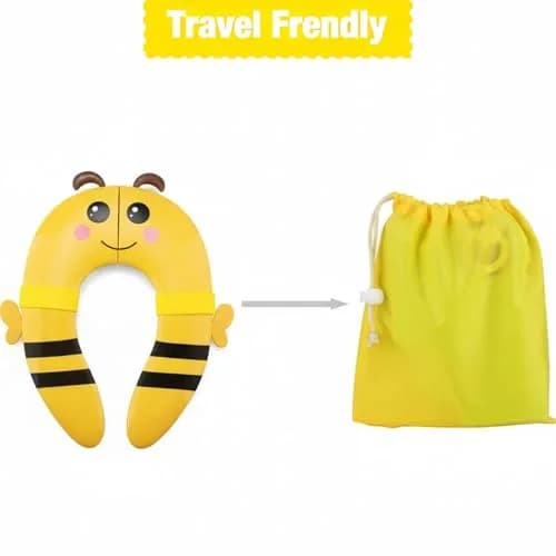 PandaEar Folding Travel Toilet Seat for Kids | Yellow Silicone Potty Training Seat with Non-Slip Pads (1 Unit) thumbnail 4