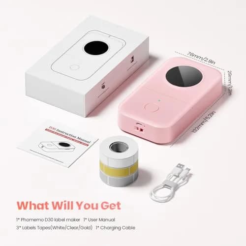 Phomemo D30 Portable Thermal Label Printer 160g (0.35 LB) | Bluetooth 4.0 Mini Machine thumbnail 7