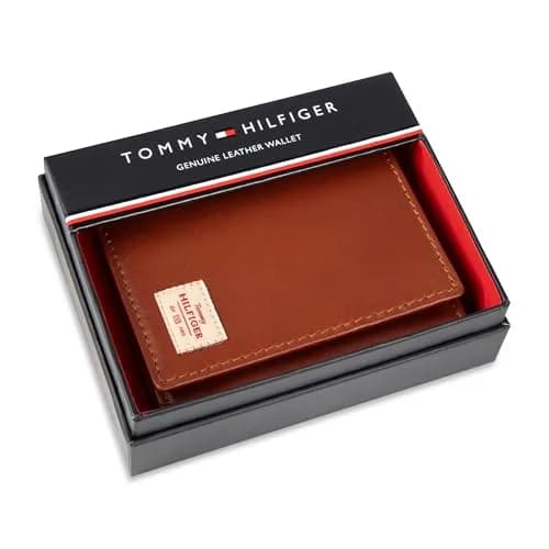 Tommy Hilfiger Men's Patch Logo Trifold Wallet Cognac 8.1cm (3.15in) | RFID Protected Full Grain Leather thumbnail 5