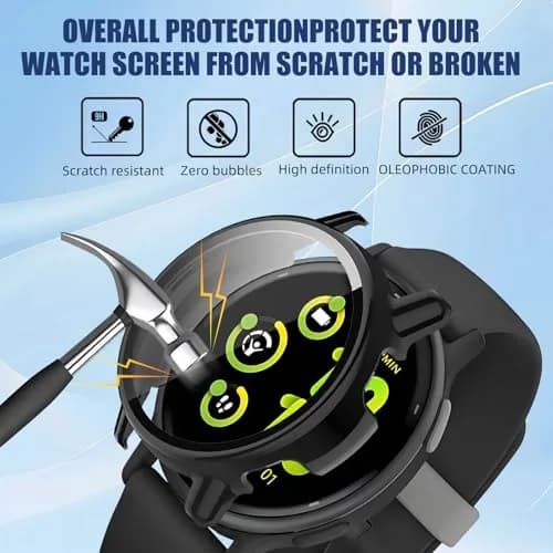 Kimiyaki Black Full Coverage Screen Protector Case for Garmin vivoactive 5 with Tempered Glass Film | 1 Pack thumbnail 5