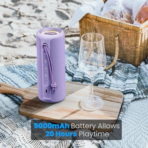 MIATONE Boompro Bluetooth Speaker 36W Stereo Sound, 7.4"H x 3.07"D x 3.07"W | Purple, IPX7 Waterproof thumbnail 3