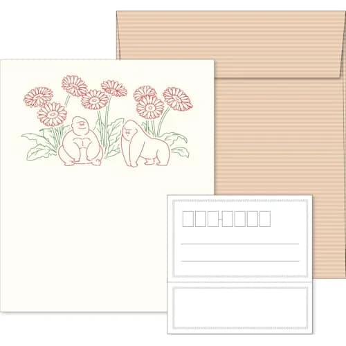 エルコミューン LTS-107 Petit et Grand Gorilla Letter Set | Unique Typography Texture, 6 Sheets & Envelopes, 5.0 x 5.6 inches thumbnail 1
