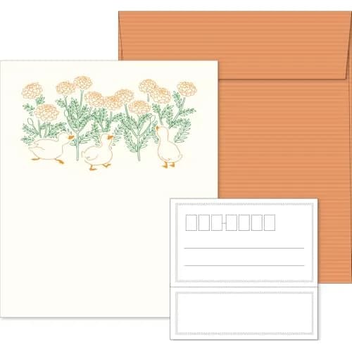 エルコミューン LTS-103 Petit et Grand Duck Letter Set | Unique Typography Texture, Thin Striped Envelopes, 6 Sheets, 3 Envelopes, Address Labels thumbnail 1