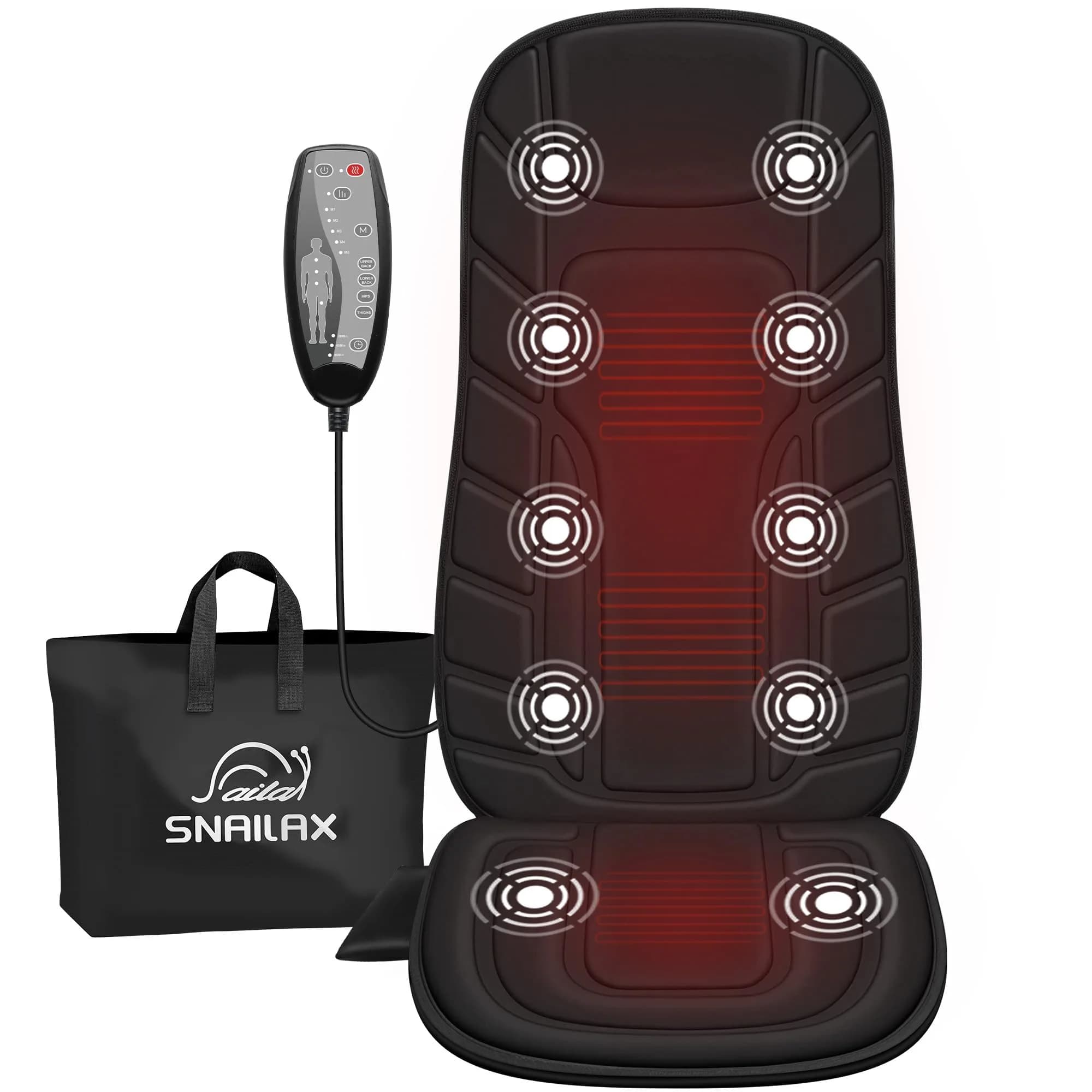 Snailax Vibration Back Massage Seat Cushion with Heat, Office Chair Pad 1.7 kg (3.75 lb) | 10-Motor, 5 Modes, 3 Intensities, 2 Heat Settings