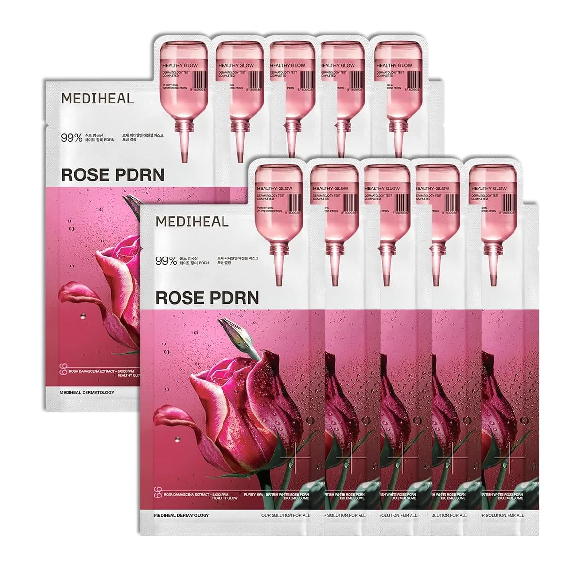 MEDIHEAL Madecassoside Essential Face Sheet Mask 10 Count (240 ml) | Blemish Repair for Redness-Prone Skin — PDRN