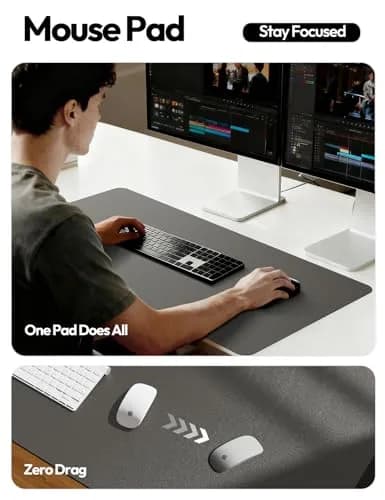 YSAGi Leather Desk Pad Protector Dark Grey 120cm (47") x 43cm (17") | Large Non-Slip Mouse Mat for Office & Home thumbnail 4
