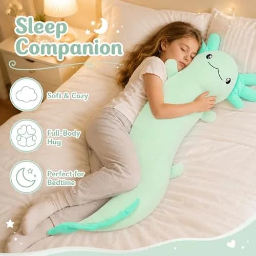 Tezituor Axolotl Plush Body Pillow 48 inch | Glow-in-Dark, Allergy-Free, Cute for Kids & Teens thumbnail 6