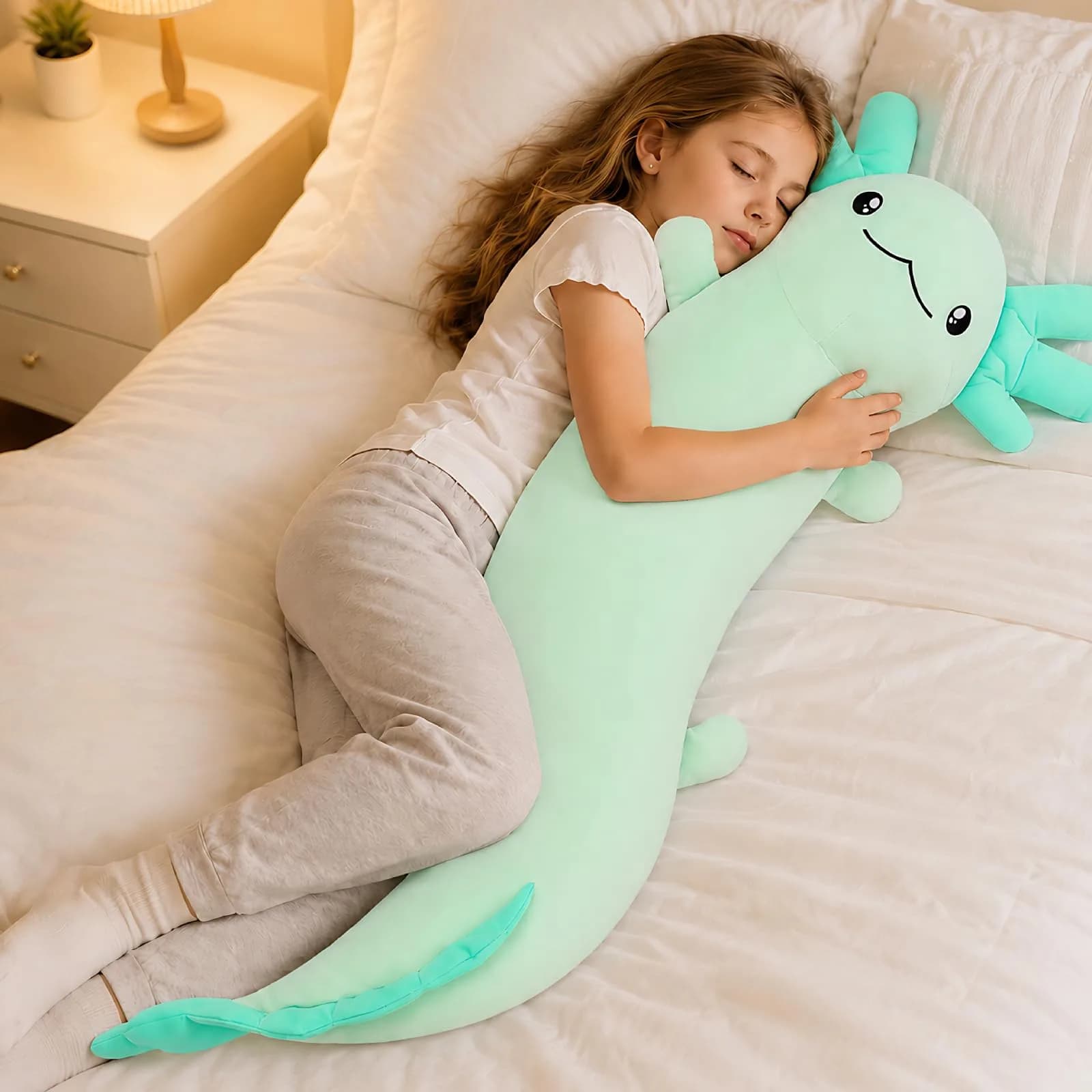 Tezituor Axolotl Plush Body Pillow 48 inch | Glow-in-Dark, Allergy-Free, Cute for Kids & Teens - main product image