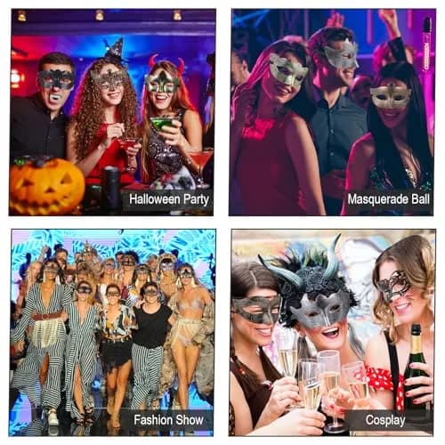 Chivao 60 Pcs Halloween Masquerade Masks Bulk | Elegant Venetian Masks for Parties thumbnail 4