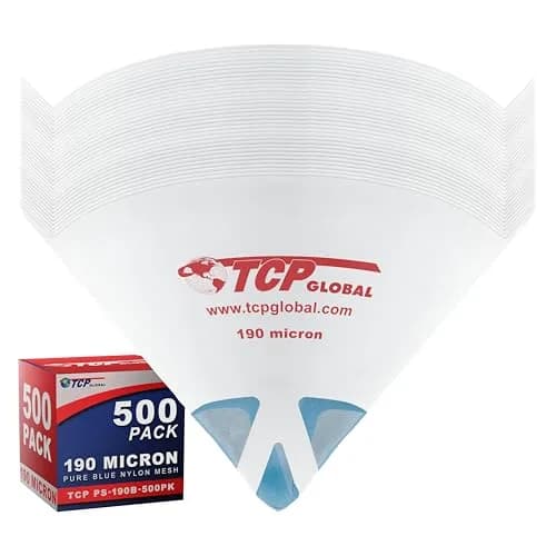 TCP Global 190 Micron Filter Tips Ultra-Fine Paint Strainer, 500 Pack | Premium Blue Nylon Mesh Cone Strainer for Automotive, House & Hobby Paints thumbnail 1
