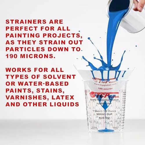 TCP Global 190 Micron Filter Tips Ultra-Fine Paint Strainer, 500 Pack | Premium Blue Nylon Mesh Cone Strainer for Automotive, House & Hobby Paints thumbnail 4