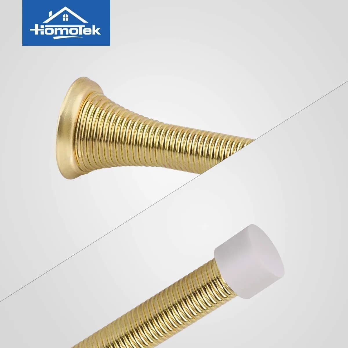HOMOTEK Spring Door Stopper with Rubber Bumper, 50 Pack Bright Brass | Protects Walls & Doors thumbnail 5