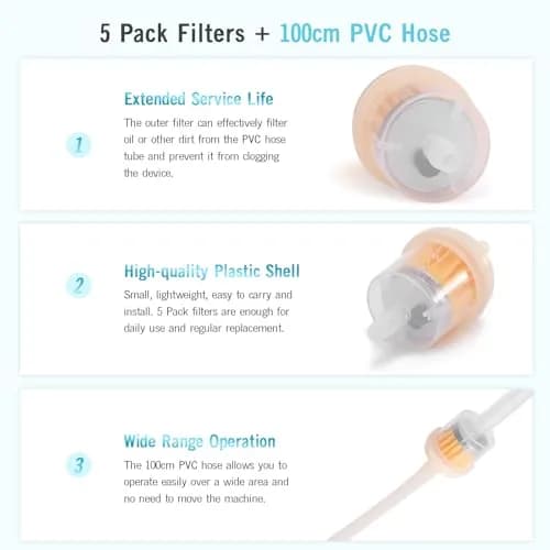 TopDirect Microdermabrasion Filter Set with Silicone Tube | Durable Filters & 39" Silicone Hose for Skin Care Machines thumbnail 3