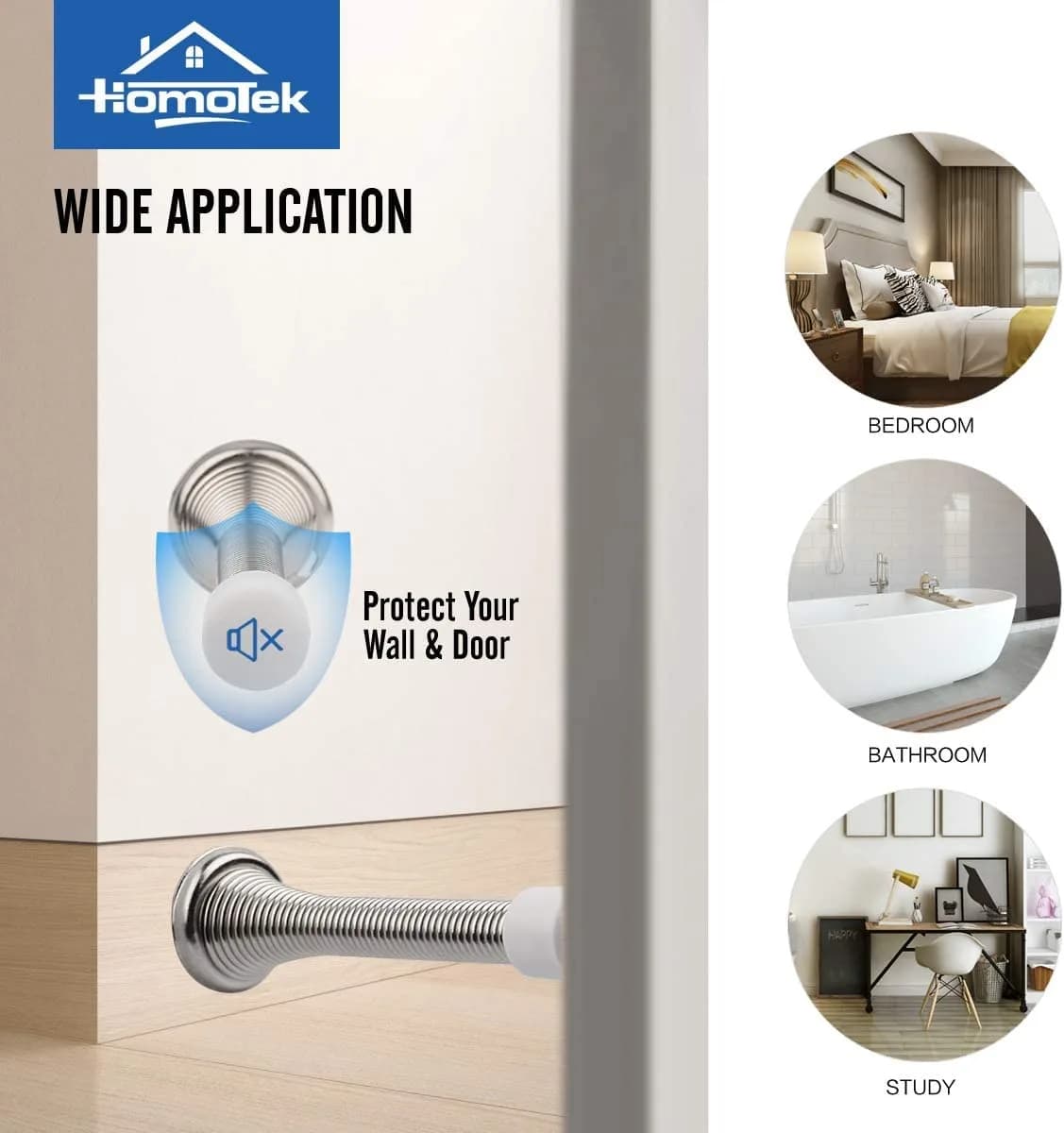 HOMOTEK Spring Door Stopper with Rubber Bumper, Satin Nickel, 50 Pack | Value Pack Doorstop with Durable Protection thumbnail 2