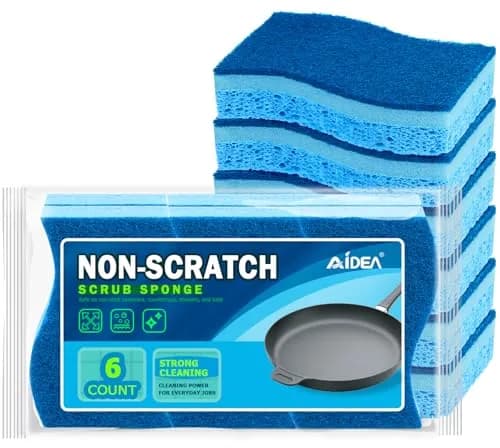 AIDEA Kitchen Sponges 6 Count, Light-Blue | Non-Scratch Scrub Sponge for Dishes & Surfaces thumbnail 1