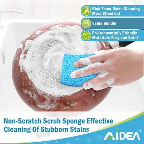 AIDEA Kitchen Sponges 6 Count, Light-Blue | Non-Scratch Scrub Sponge for Dishes & Surfaces thumbnail 7
