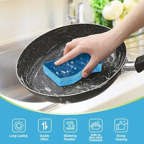 AIDEA Kitchen Sponges 6 Count, Light-Blue | Non-Scratch Scrub Sponge for Dishes & Surfaces thumbnail 2