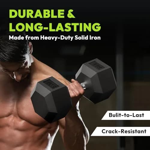 HANDBODE Rubber Encased Hex Dumbbell Pair, 12.5 lb | Versatile Strength Equipment for Home & Gym thumbnail 8