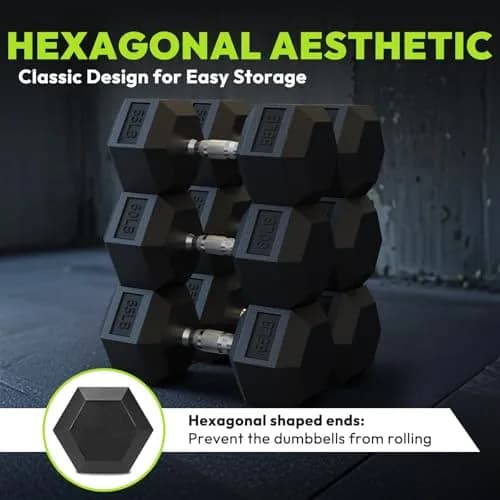 HANDBODE Rubber Encased Hex Dumbbell Pair, 12.5 lb | Versatile Strength Equipment for Home & Gym thumbnail 9