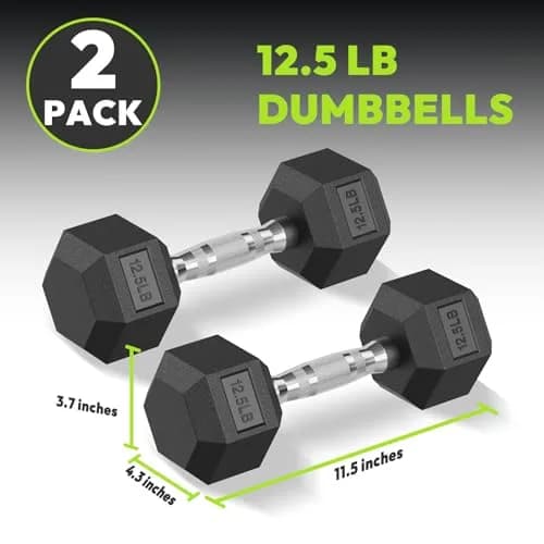 HANDBODE Rubber Encased Hex Dumbbell Pair, 12.5 lb | Versatile Strength Equipment for Home & Gym thumbnail 2