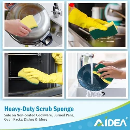 AIDEA Heavy-Duty Scrub Sponges, 6 Count, Light-Green | Cellulose Cleaning Sponge for Kitchen & Dishes thumbnail 5