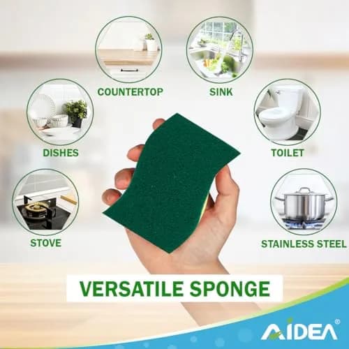 AIDEA Heavy-Duty Scrub Sponges, 6 Count, Light-Green | Cellulose Cleaning Sponge for Kitchen & Dishes thumbnail 6