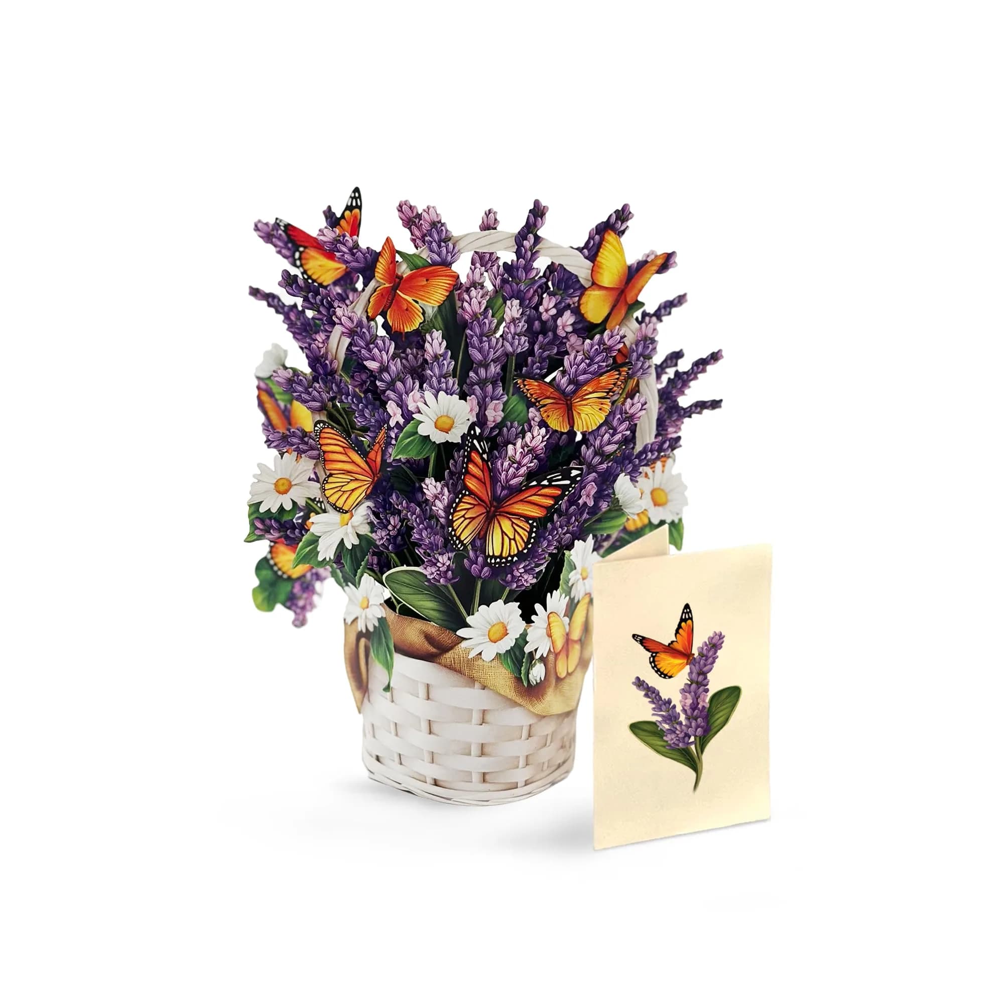 Freshcut Paper Lavender & Butterflies Pop Up Card 12 Inch Forever Flower Bouquet | Biodegradable & Reusable — Lavender & Butterflies / Mini