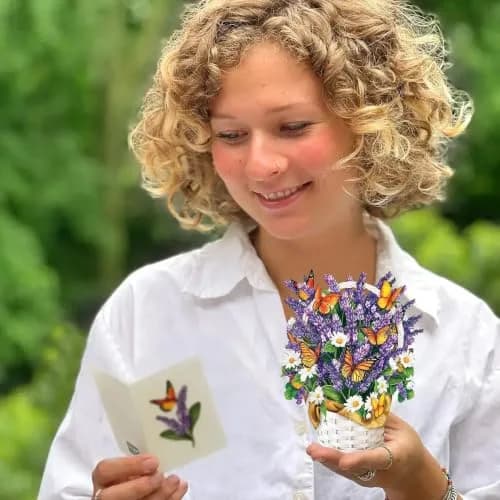 Freshcut Paper Mini Lavender & Butterflies Pop Up Card 5.5 Inch | Vibrant 3D Floral Art for Any Occasion thumbnail 2