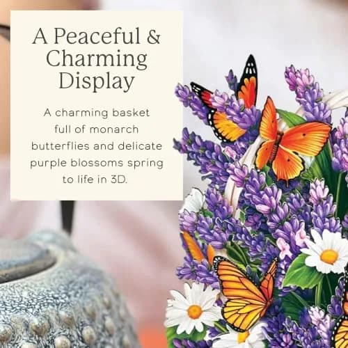 Freshcut Paper Mini Lavender & Butterflies Pop Up Card 5.5 Inch | Vibrant 3D Floral Art for Any Occasion thumbnail 3