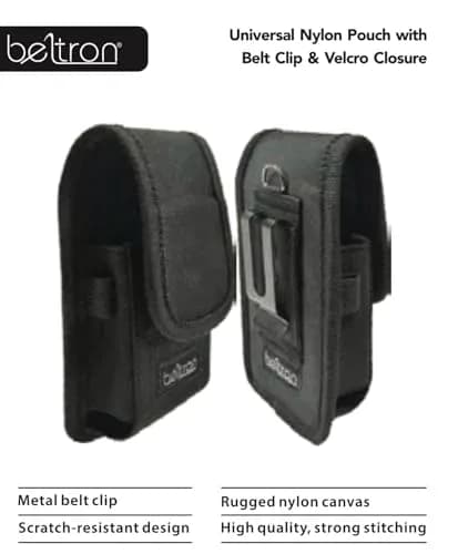 BELTRON Vertical Nylon Case for CAT S22 Flip Phone & Sonim XP3 Plus, Heavy Duty Belt Loop & Metal Clip, Black thumbnail 6