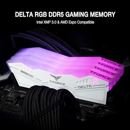 TEAMGROUP T-Force Delta RGB DDR5 RAM 32GB (2x16GB) 6000MHz White | High-Speed Desktop Memory Module thumbnail 2