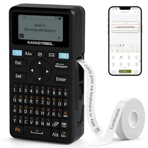SUPVAN E11 Bluetooth Label Maker Machine with Keyboard & App, 203 dpi, Black | Rechargeable, Inkless, Portable thumbnail 1