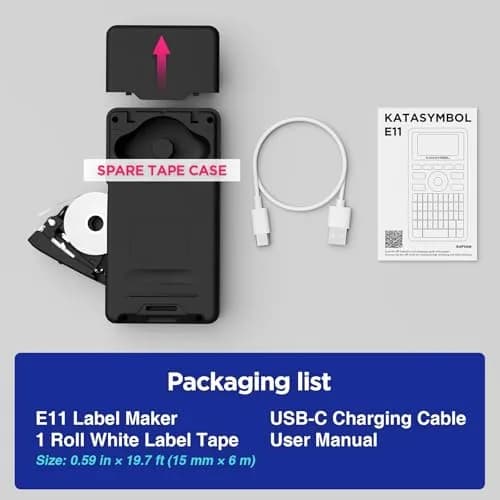 SUPVAN E11 Bluetooth Label Maker Machine with Keyboard & App, 203 dpi, Black | Rechargeable, Inkless, Portable thumbnail 9