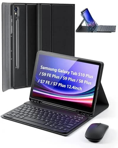 TUNKARMOR Detachable Keyboard Case with Mouse for Samsung Galaxy Tab S10+/S9 FE+/S9+/S8+/S7 FE/S7+ 12.4-inch | 360° Protection & S Pen Holder thumbnail 1