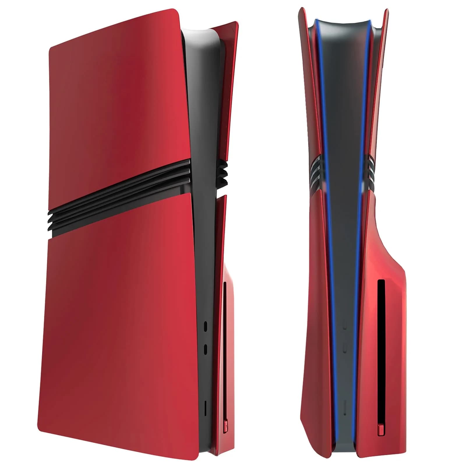 MIKNEKE Black Matte Faceplates for PS5 Pro Disc Edition | Replacement Side Shell Panels — Red