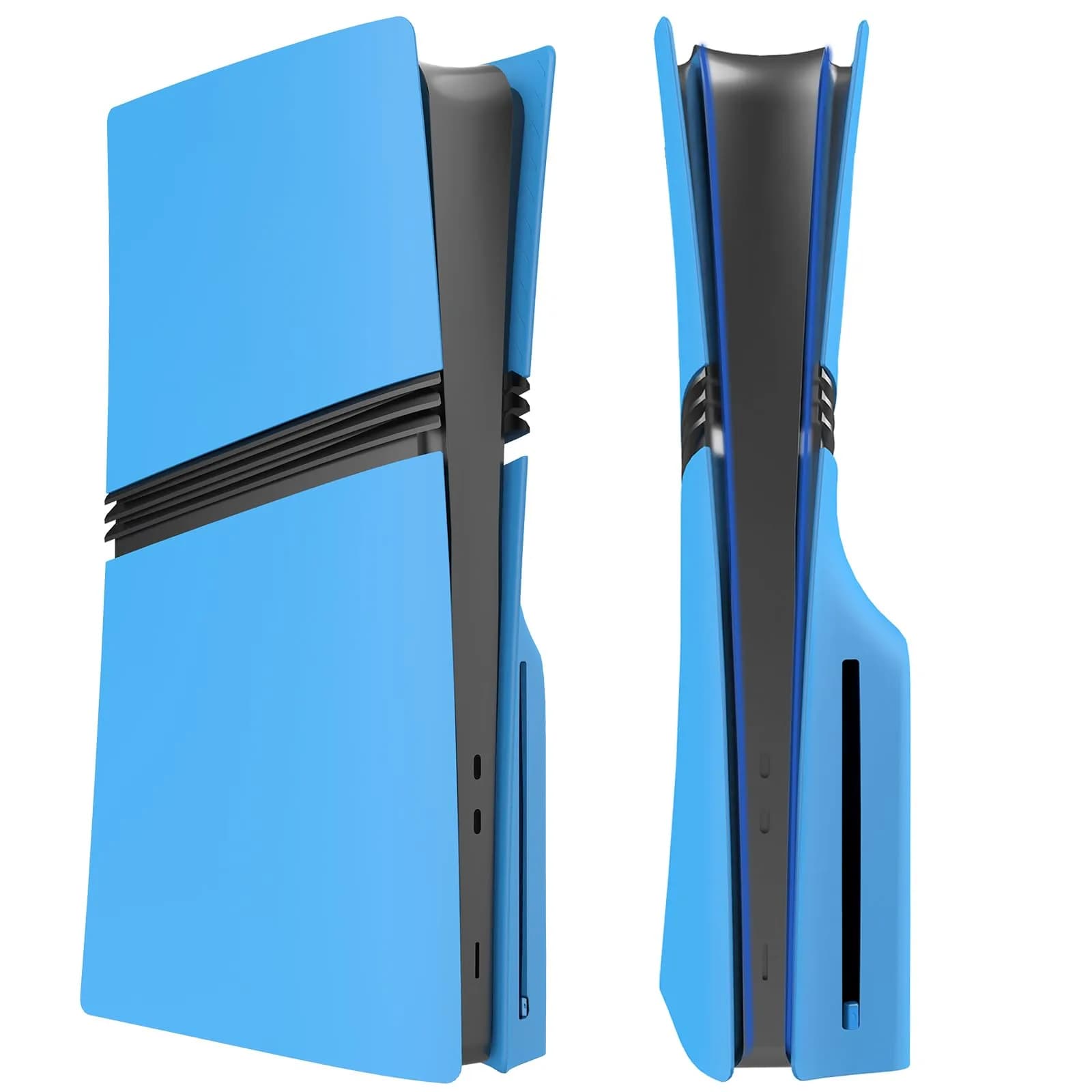 MIKNEKE Black Matte Faceplates for PS5 Pro Disc Edition | Replacement Side Shell Panels — Starlight Blue