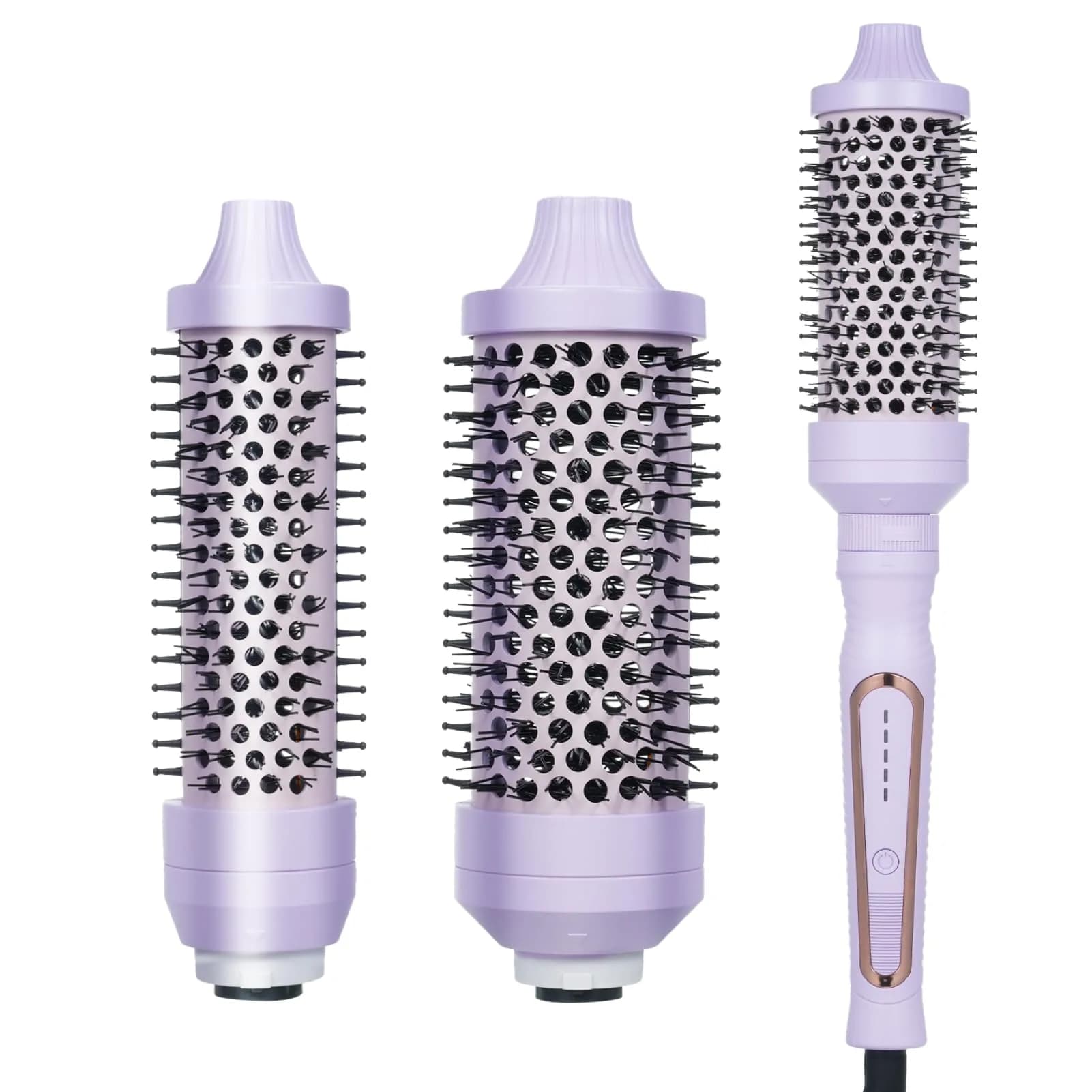 Sonew Heated Round Brush Thermal Curling Brush Set 3 Sizes (1.25/1.5/1.75 Inch) | Effortless Styling — Lilac