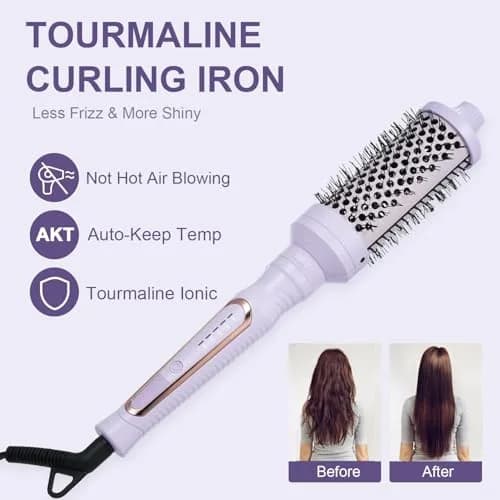 Sonew Heated Round Brush Set 1.25"/1.5"/1.75" | 3 Sizes for All Hair Types, 290-450°F, Dual Voltage, Lilac thumbnail 5