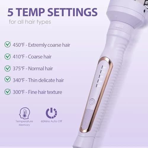 Sonew Heated Round Brush Set 1.25"/1.5"/1.75" | 3 Sizes for All Hair Types, 290-450°F, Dual Voltage, Lilac thumbnail 7