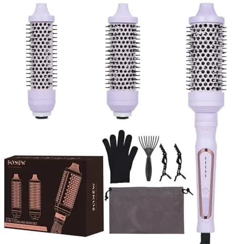 Sonew Heated Round Brush Set 1.25"/1.5"/1.75" | 3 Sizes for All Hair Types, 290-450°F, Dual Voltage, Lilac thumbnail 9