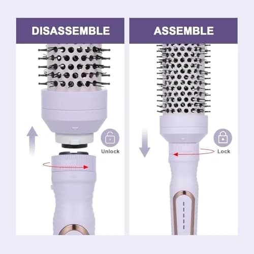 Sonew Heated Round Brush Set 1.25"/1.5"/1.75" | 3 Sizes for All Hair Types, 290-450°F, Dual Voltage, Lilac thumbnail 2