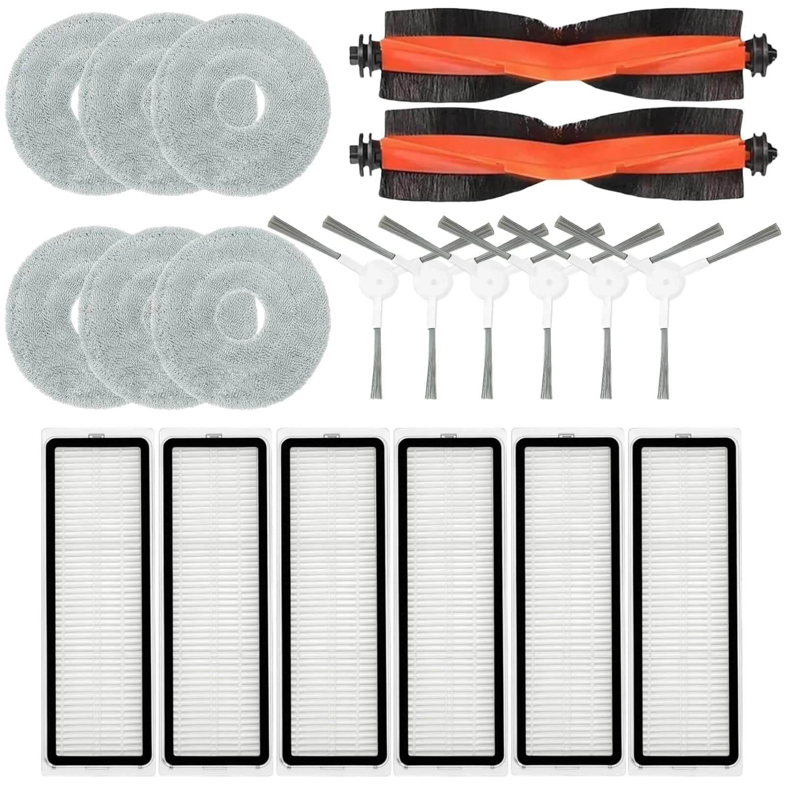 sonecesiya Accessories Kit for Xiaomi S20 Plus / S20+ Robot Vacuum Cleaner | 2 Main Brushes, 6 Filters, Mop Pads - main product image