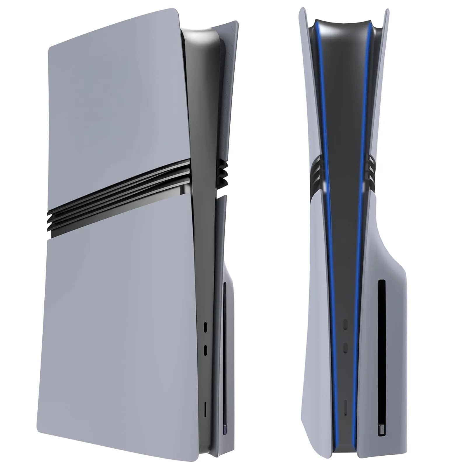 MIKNEKE Black Matte Faceplates for PS5 Pro Disc Edition | Replacement Side Shell Panels — Grey