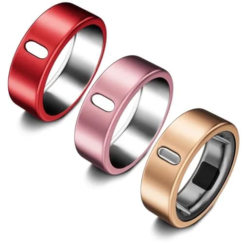 ZOOROO Oura Ring Cover 3 Pack Size 12 | Protects Smart Ring from Scratches — RoseGold+Pink+Red / Size 12