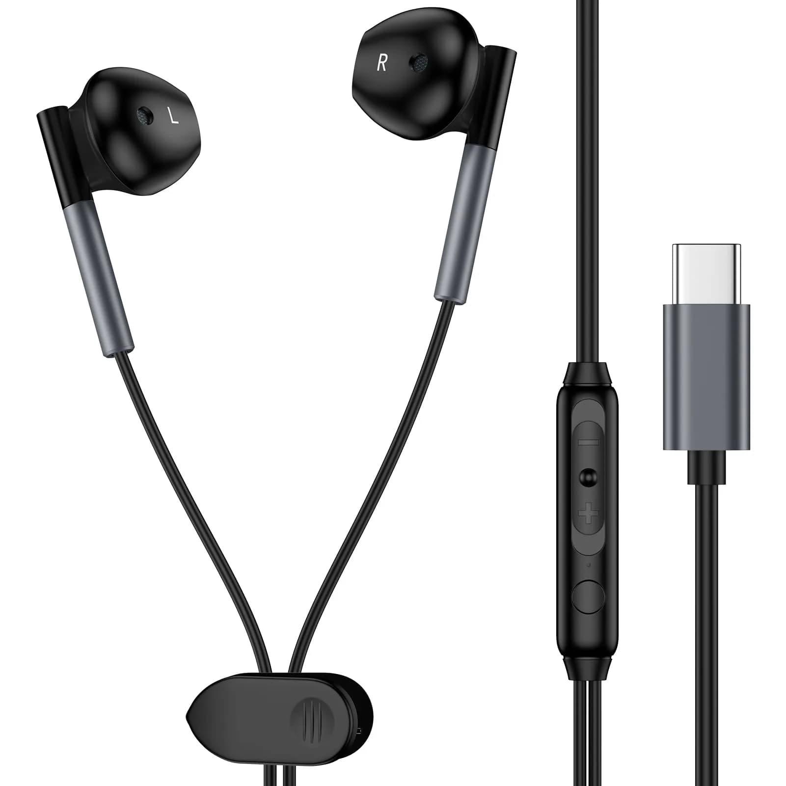 iHoto USB C Wired Earbuds for Samsung Galaxy A17 A16 5G | Hi-Fi Sound & Ergonomic Fit — Black