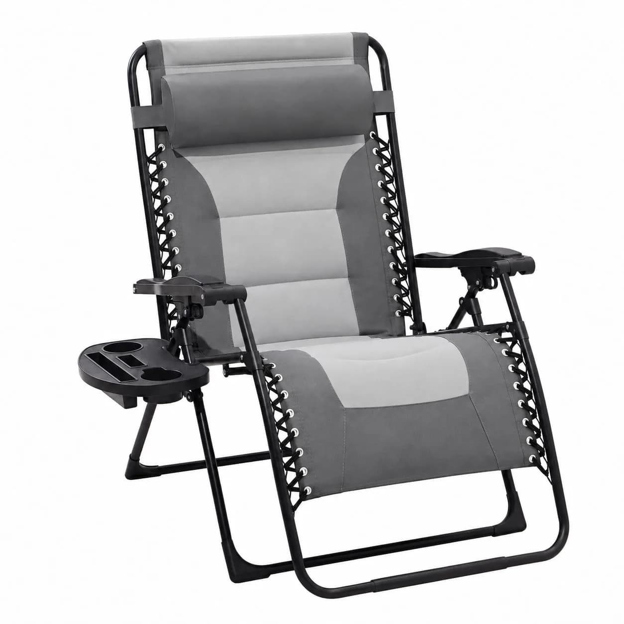 JEAREY Zero Gravity Chair, Oversized Padded Recliner - Grey/Light Grey | 29" Wide, 400 lb Capacity, Lock Recline, Foldable