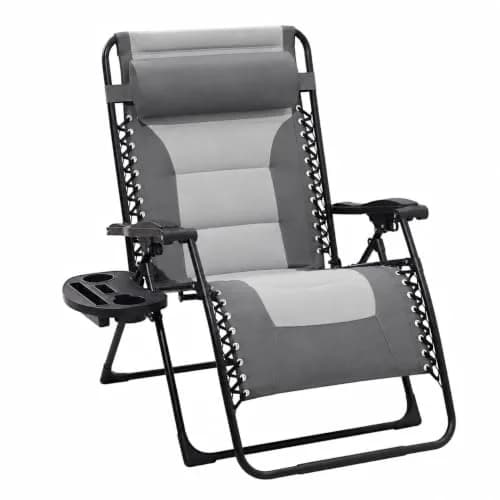 JEAREY Zero Gravity Chair, Oversized Padded Recliner - Grey/Light Grey | 29" Wide, 400 lb Capacity, Lock Recline, Foldable thumbnail 1